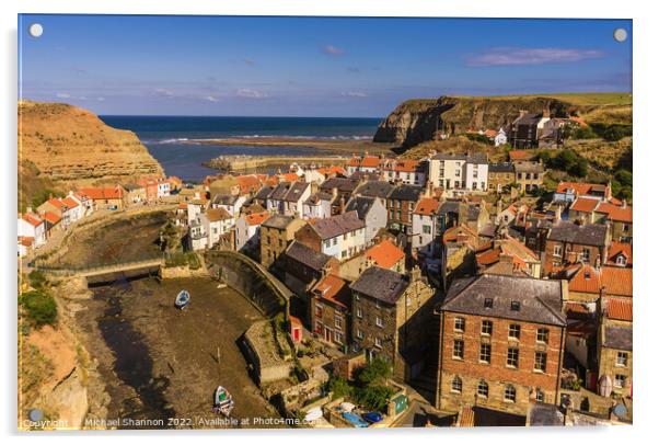 The Quaint Village of Staithes Acrylic by Michael Shannon