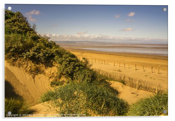 View of the beach at Berrow in Somerset from the S Acrylic by Michael Shannon