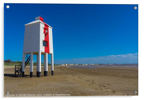 The wooden lighthouse on the beach near Burnham on Acrylic by Michael Shannon