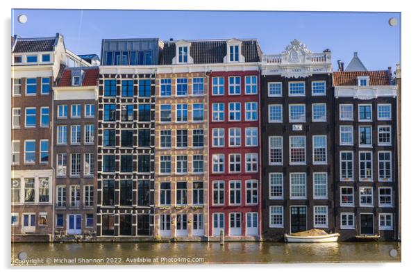 Waterfront buildings in Amsterdam Acrylic by Michael Shannon