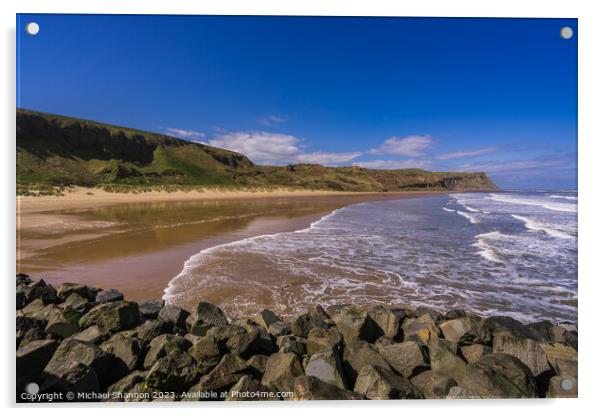 Cattersty Beach View from Skinningrove Pier Acrylic by Michael Shannon