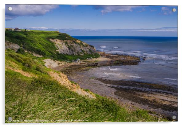 Clifftop view from Cleveland Way - Port Mulgrave Acrylic by Michael Shannon