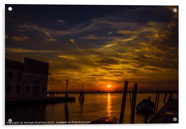 Illuminated Sky in Venice at Sunset  Acrylic by Michael Shannon