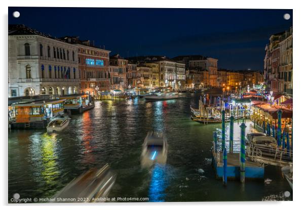 Night time view from the Rialto Bridge, Venice Acrylic by Michael Shannon
