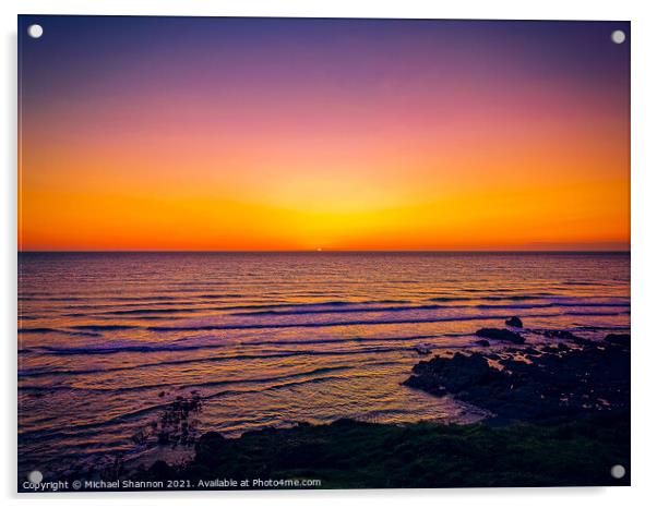 Beach Sunset in Cornwall Acrylic by Michael Shannon