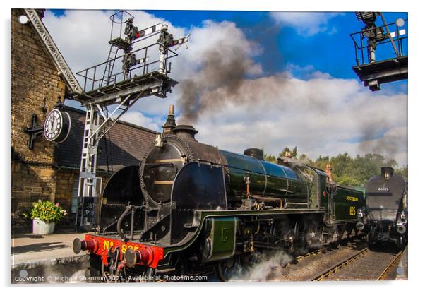 Steam Trains at the Signal on Grosmont Station Acrylic by Michael Shannon