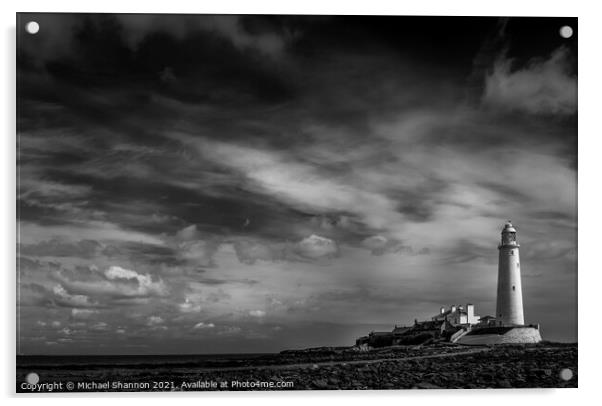 St Mary's Island and Lighthouse in Northumberland Acrylic by Michael Shannon