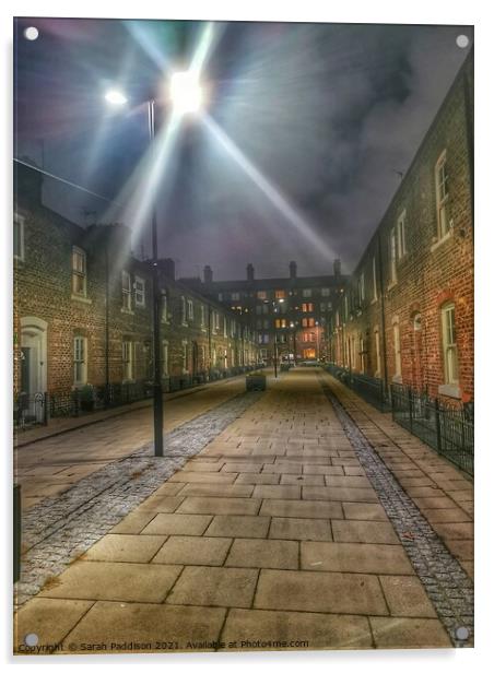 Anita Street Manchester at night Acrylic by Sarah Paddison
