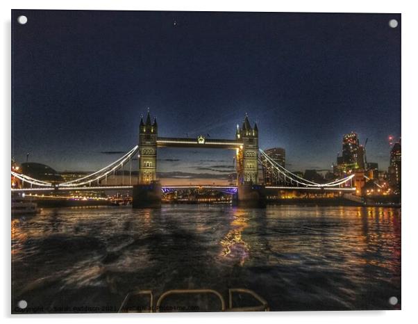 London Bridge By night Acrylic by Sarah Paddison