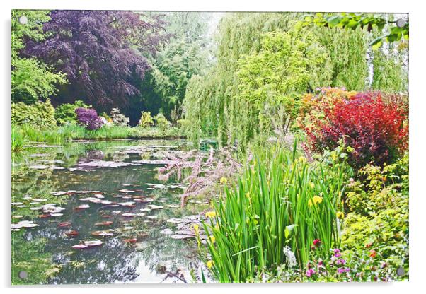 Claude Monet gardens Acrylic by Michael Smith