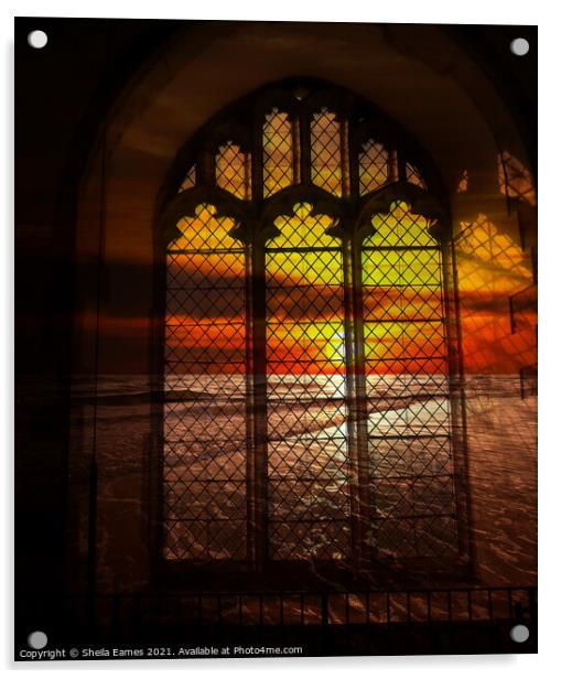 Sunset through the Church Window Acrylic by Sheila Eames