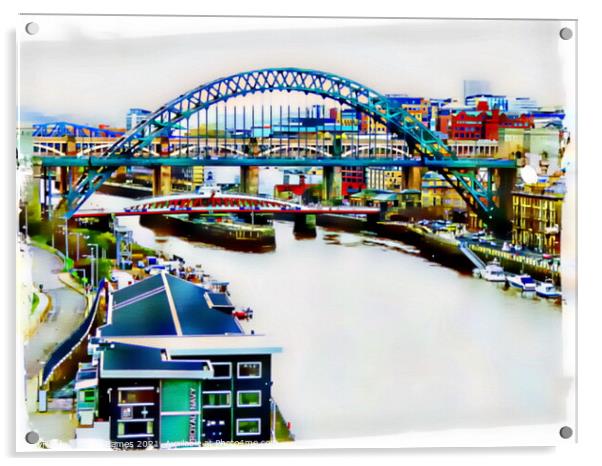 The Tyne Bridges, Port of Tyne, in Abstract Acrylic by Sheila Eames