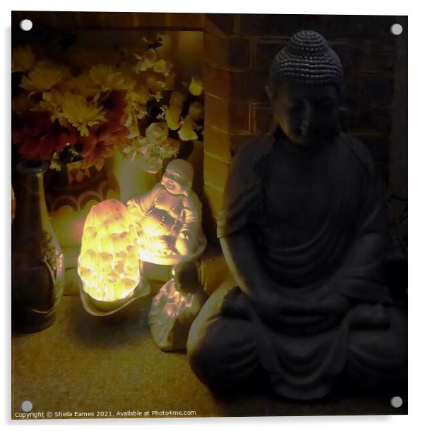Buddha Corner Acrylic by Sheila Eames