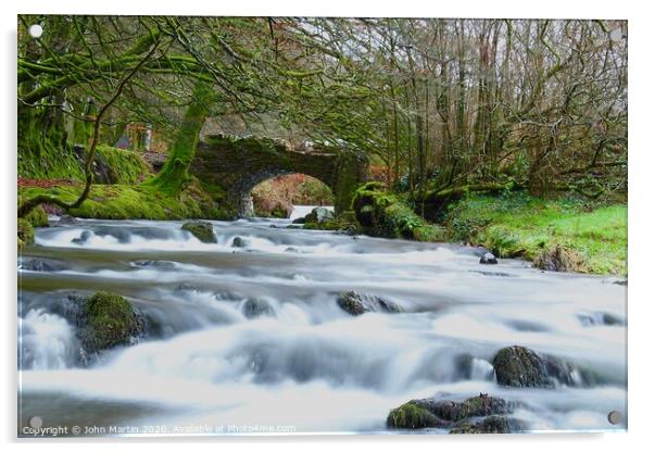 Robbers Bridge - Exmoor Acrylic by John Martin