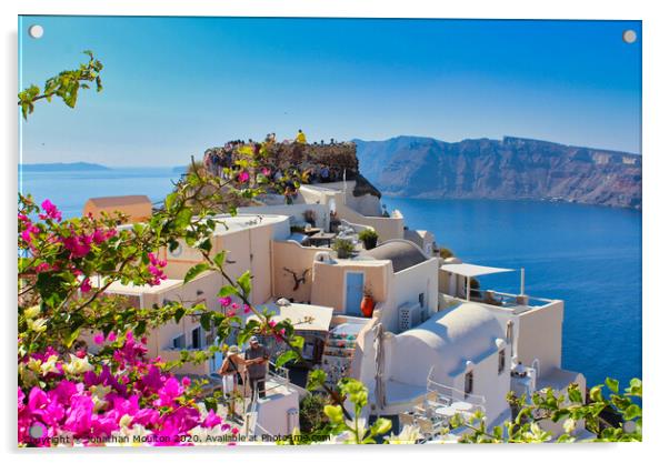 Oia in Santorini Acrylic by Jonathan Moulton