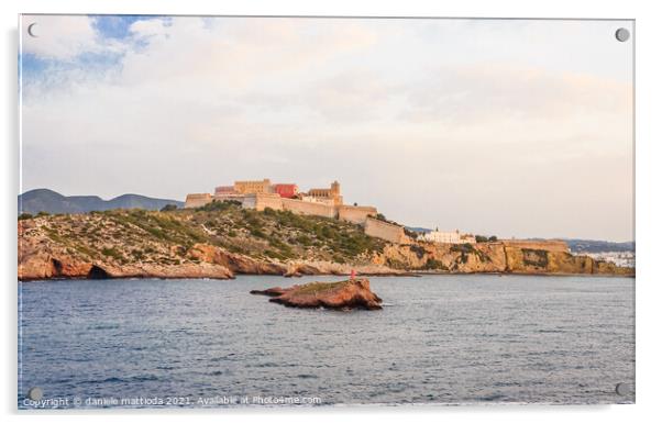 view from the sea of old Ibiza and the bulwark tha Acrylic by daniele mattioda