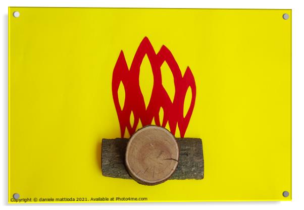 the fire created by pieces of wood Acrylic by daniele mattioda