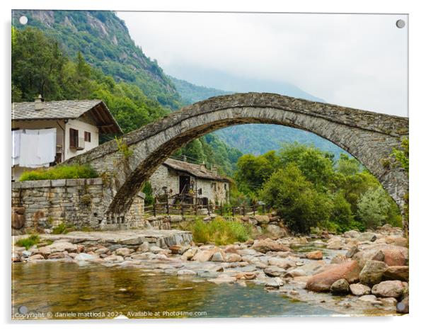  a   characteristic  bridge  of a piedmontese alpi Acrylic by daniele mattioda