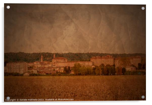 PITTORIALISM EFFECT on view of the municipality of Agliè in Piedmont Italy Acrylic by daniele mattioda