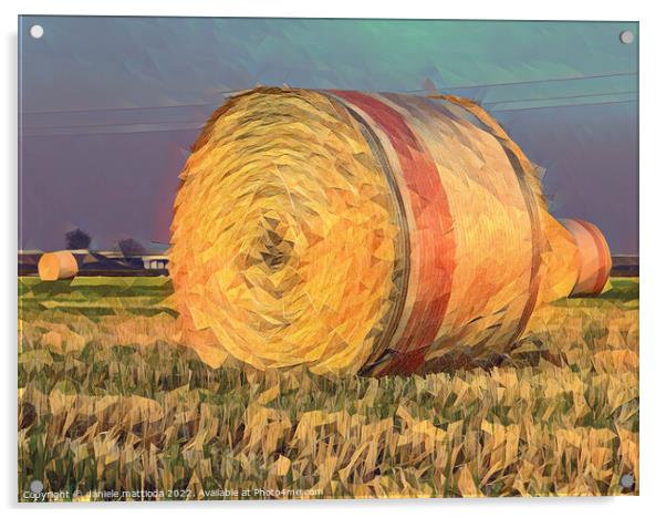 POLY ART on  close-up of a hay cylindrical bale in Acrylic by daniele mattioda