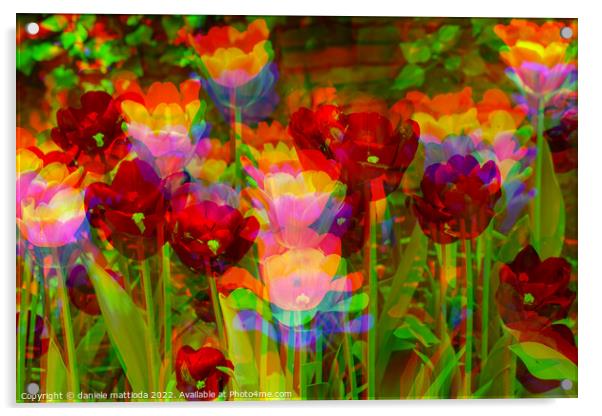 GLITCH  ART on  Tulips in a park Acrylic by daniele mattioda