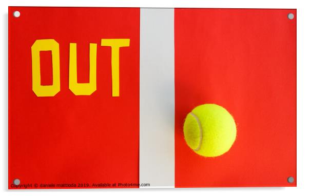 the written  out  next to a line of a tennis court Acrylic by daniele mattioda