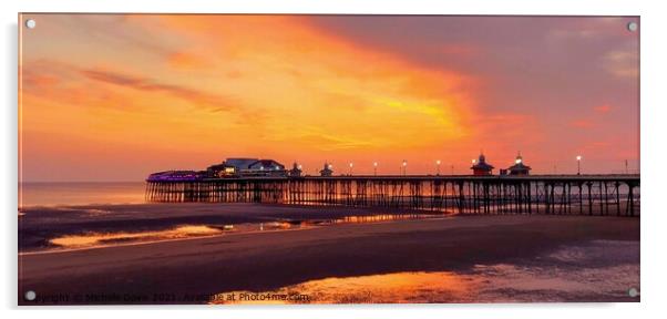 North Pier Sunset Acrylic by Michele Davis