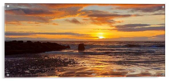 Cleveleys Beach Sunset Acrylic by Michele Davis