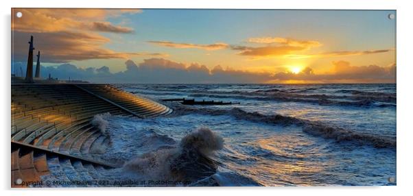 Cleveleys Beach, High Tide Sunset Acrylic by Michele Davis