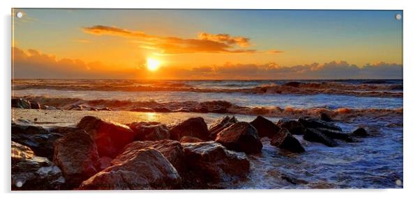 Cleveleys Beach Sunset Acrylic by Michele Davis