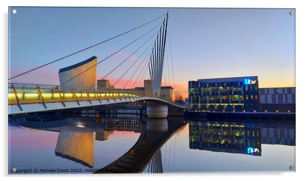 Salford Quays Reflections Acrylic by Michele Davis