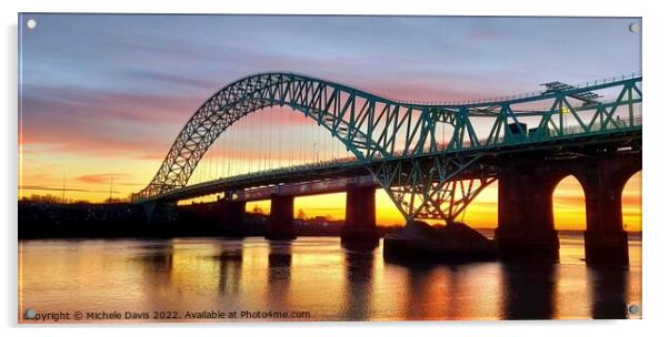 Silver Jubilee Bridge, Sunset Acrylic by Michele Davis