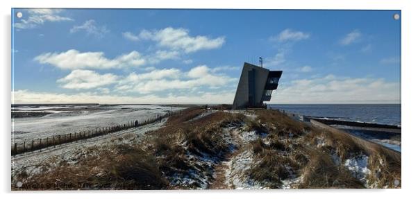 Rossall Point Watch Tower, Snow Acrylic by Michele Davis