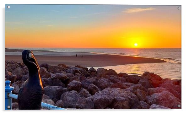 Morecambe Bay Sunset Acrylic by Michele Davis
