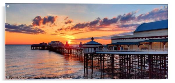 North Pier Sunset Acrylic by Michele Davis