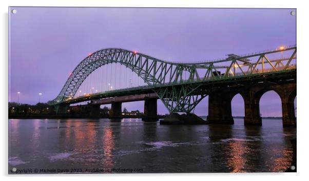 Silver Jubilee Bridge, Twilight Acrylic by Michele Davis