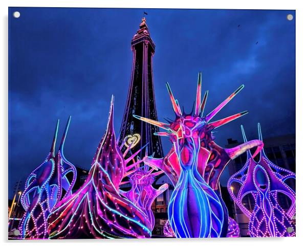 Odyssey, Blackpool Tower Headland Acrylic by Michele Davis