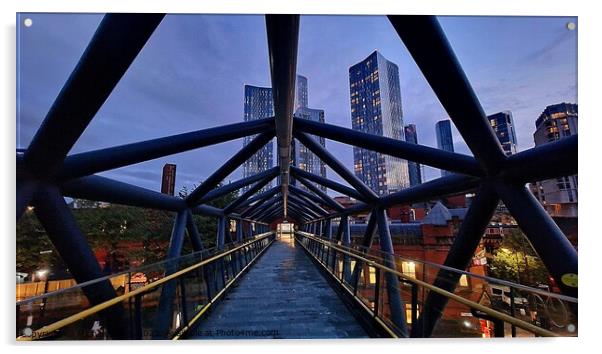 Deansgate Castlefield Footbridge Acrylic by Michele Davis