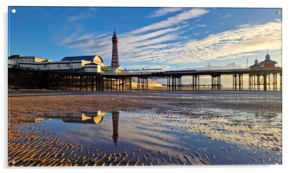 Blackpool Tower Reflections Acrylic by Michele Davis