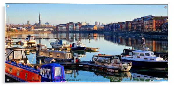 Preston Docklands Reflections Acrylic by Michele Davis