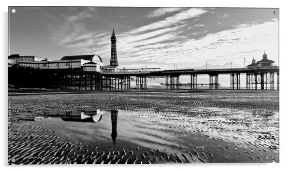 Blackpool Tower Reflections Acrylic by Michele Davis