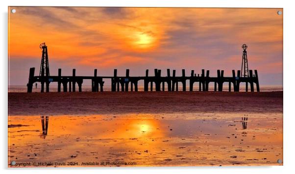 St Anne's Pier Jetty Sunset Acrylic by Michele Davis