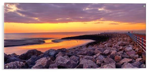 Morecambe Sunset Acrylic by Michele Davis