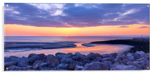 Morecambe Sunset Acrylic by Michele Davis