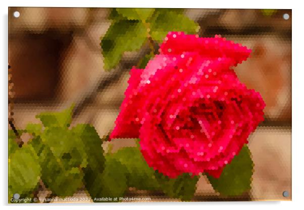 PIXEL ART on a wet rose after the rain Acrylic by susanna mattioda