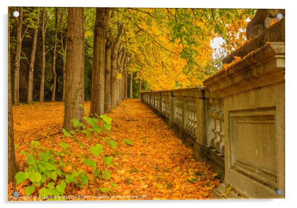 a colorful autumnal underwood in a park Acrylic by susanna mattioda