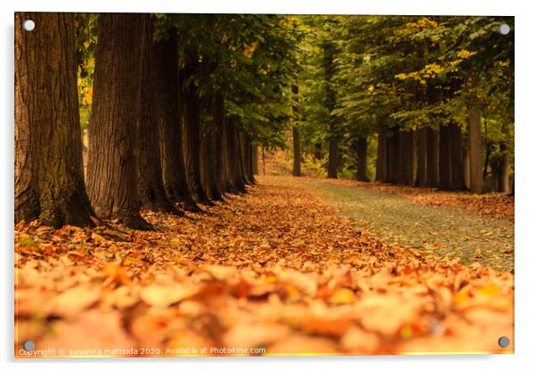 woods autumn magic in a park Acrylic by susanna mattioda