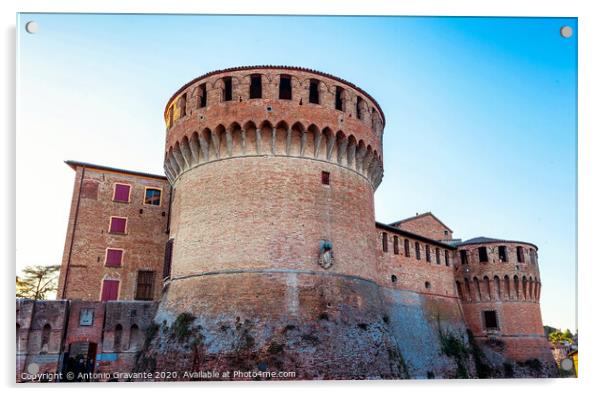 Medieval fortress in Dozza Imolese, near Bologna, Italy. Acrylic by Antonio Gravante