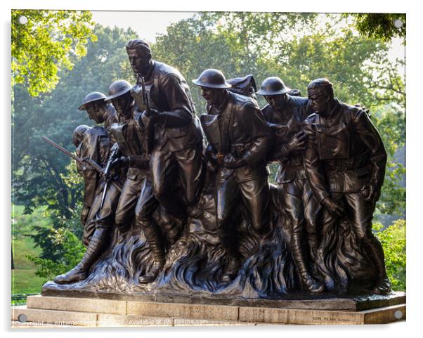 New York Statue of soldiers of I World War, Central Park. Acrylic by Antonio Gravante