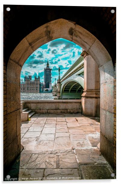 Archway view of Big Ben and Westminster Bridge Acrylic by Hiran Perera